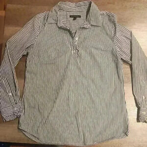 Banana Republic Striped Tunic with Ruffle Button Up Neck & Ruffle Sleeve